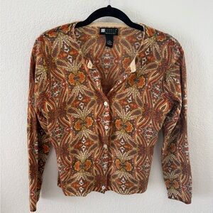 Vintage Carole Little Multicolor Paisley Merino Wool Sweater